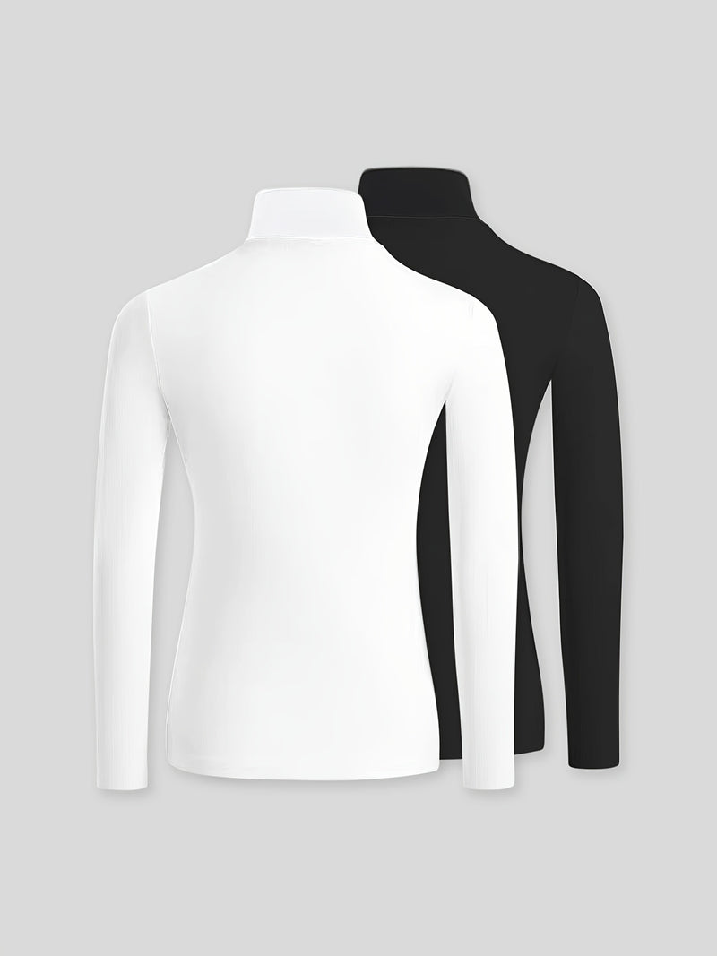 Kit 2 Blusas 2ª Pele Gola Alta V - Dual Sleek Layers®