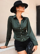 Camisa de Cetim Social Drapè - ChemissChic®