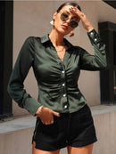 Camisa de Cetim Social Drapè - ChemissChic®