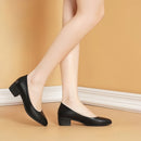 Salto Baixo de Couro Elegante Feminino - Classic Grace®