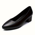 Salto Baixo de Couro Elegante Feminino - Classic Grace®