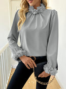 Camisa de Seda Prata Floral - ChemissChic®