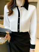 Camisa de Seda Detalhes Pretos - ChemissChic®