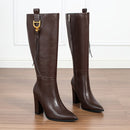 Bota Feminina de Couro Bico Fino Cano Alto - Sienne Royale®