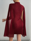 Vestido Curto Brilhante Gola Alta - Midnight Scarlet Bright®