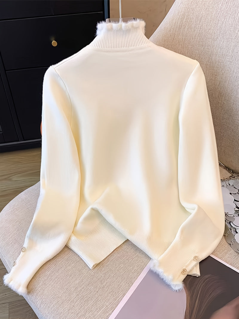 Suéter Feminino Forrado de Lã Delicado Gola Alta - Frost Charm®