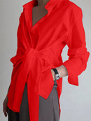 Camisa de Seda com Laço Frontal - ChemissChic®