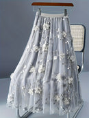 Saia Longa de Tule Floral - JupeChic