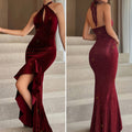 Vestido Longo Brilhante Sem Manga Costas Nuas - Rouge Impériale®