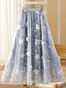 Saia Longa de Tule Floral - JupeChic