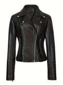 Jaqueta de Couro Biker Feminina - Noir Edge Jacket®