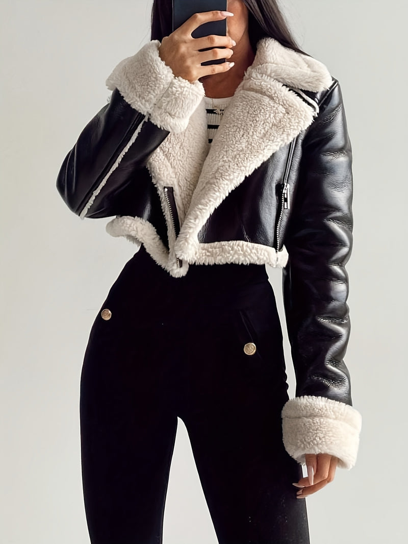 Jaqueta de Couro Feminina Peluciada - Frosted Nordic Edge®