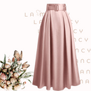Saia Longa de Cetim Rosé - JupeChic