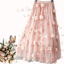 Saia Longa de Tule Floral - JupeChic