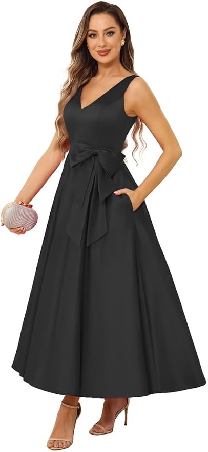 Vestido Midi Longo Sofisticado Noeud de Soie - DrèssChic